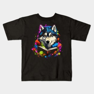 Alaskan Husky Reads Book Kids T-Shirt